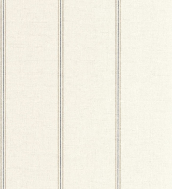 Papel pintado de rayas beige fondo tejido de lino - Colmar Lined 684515