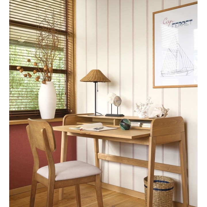 Papel pintado de rayas rojo oxblood fondo tejido de lino - Colmar Lined 684517