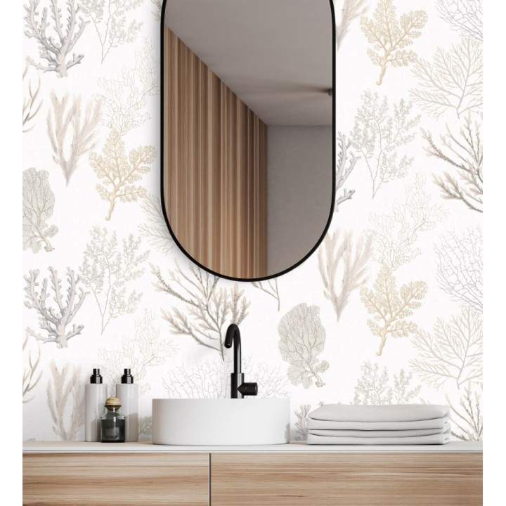 Papel pintado de corales marinos texturizado en tejido de fibras de lienzo - Baltic Forest 126559