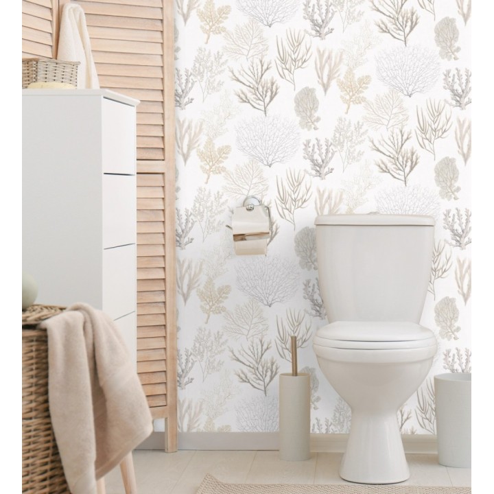 Papel pintado de corales marinos texturizado en tejido de fibras de lienzo - Baltic Forest 126559