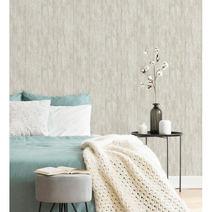 Papel pintado madera decapada beige tostada rústica - Hadson Boards 684521