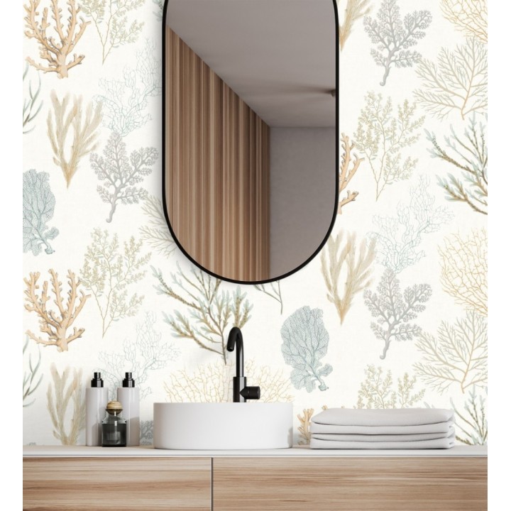 Papel pintado de corales marinos texturizado en tejido de fibras de lienzo - Baltic Forest 126560