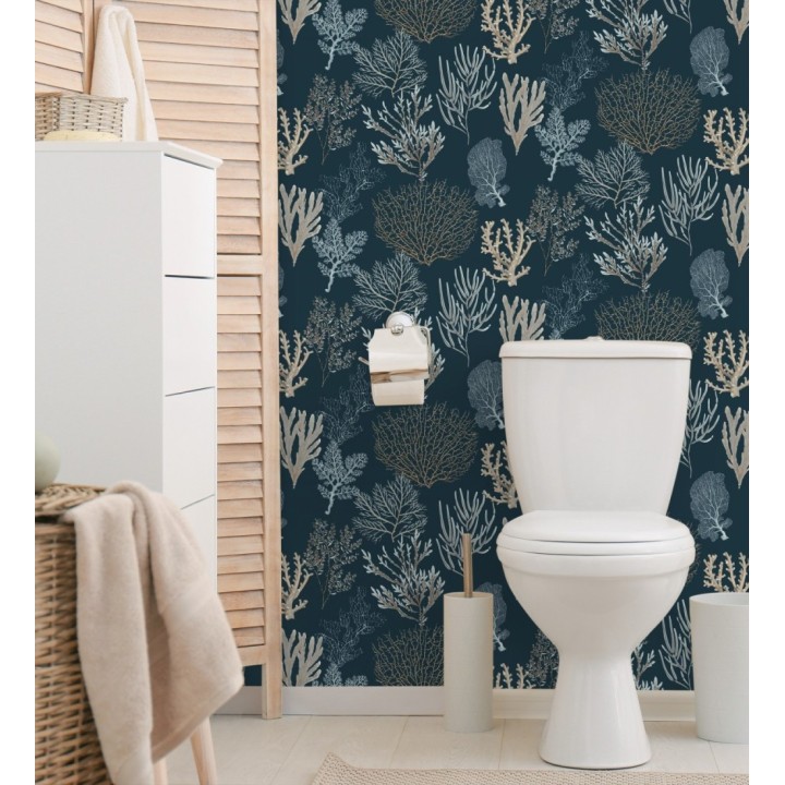 Papel pintado de corales marinos texturizado en tejido de fibras de lienzo - Baltic Forest 684530