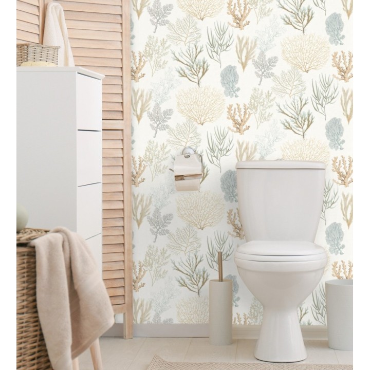 Papel pintado de corales marinos texturizado en tejido de fibras de lienzo - Baltic Forest 126560