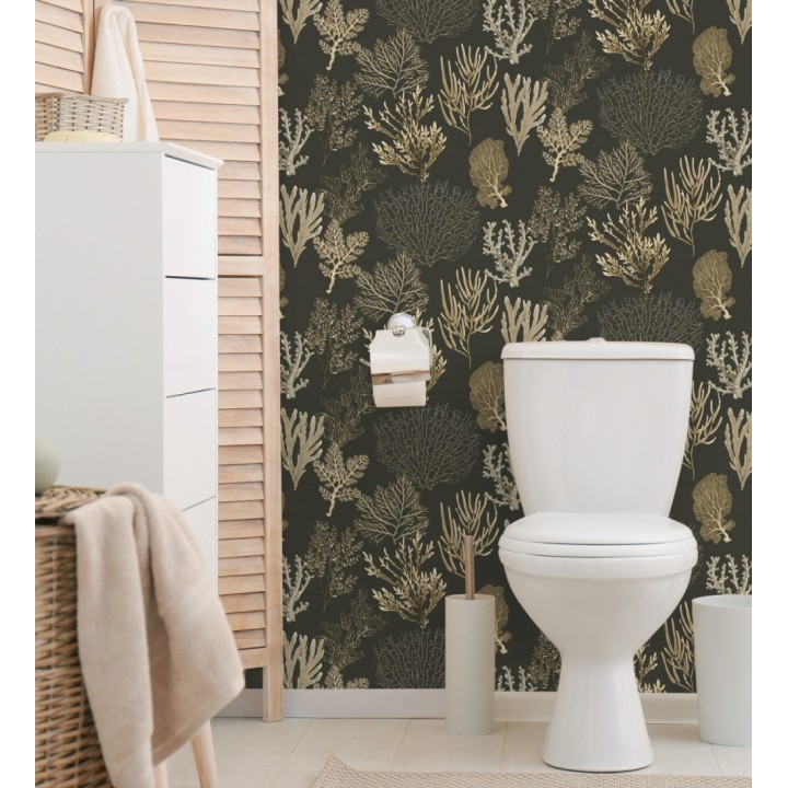 Papel pintado de corales marinos texturizado en tejido de fibras de lienzo - Baltic Forest 684533