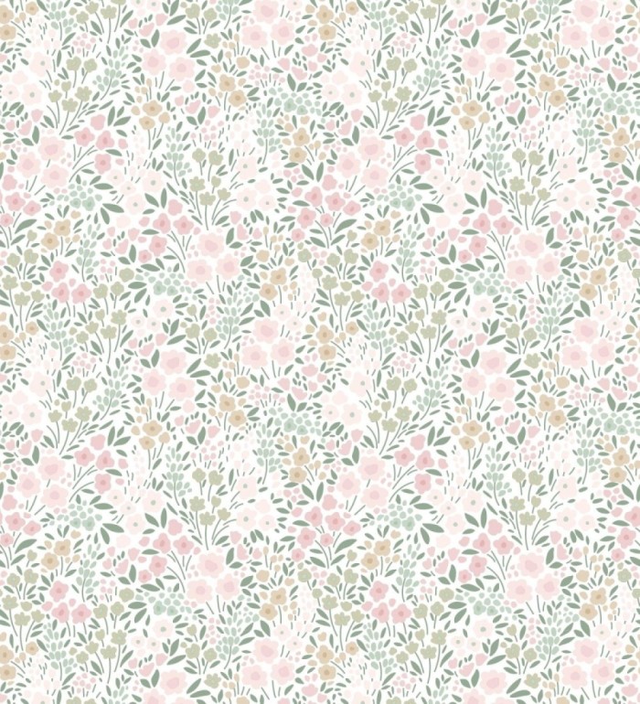 Papel pintado liberty floral mini tonos rosa y verde - Alina Dainty 684537