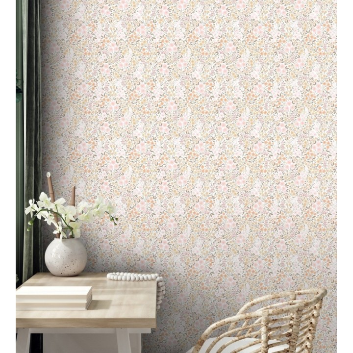 Papel pintado liberty floral mini tonos rosa y ocre - Alina Dainty 684538