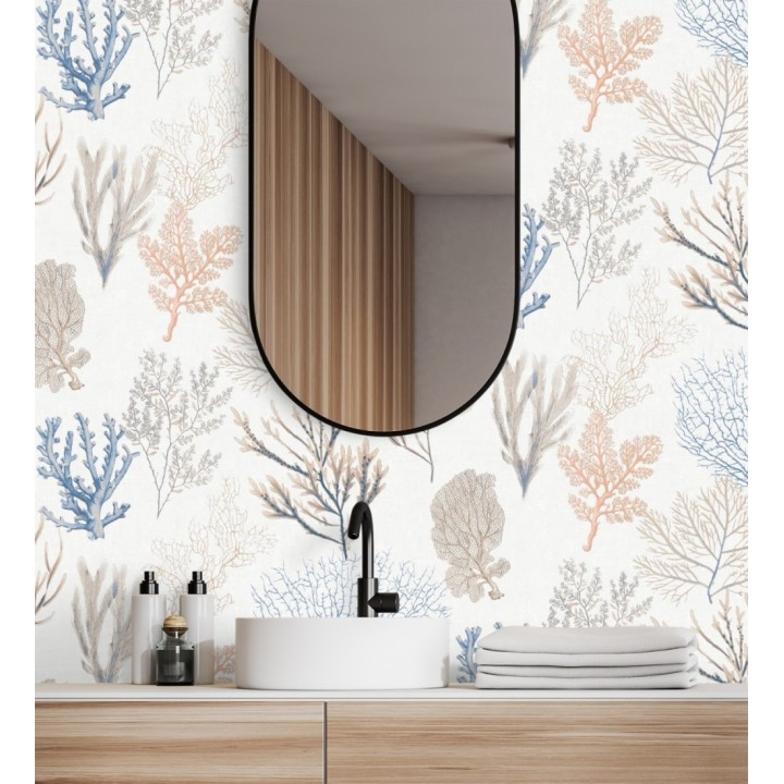 Papel pintado de corales marinos texturizado en tejido de fibras de lienzo - Baltic Forest 126561