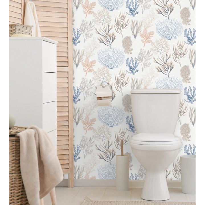 Papel pintado de corales marinos texturizado en tejido de fibras de lienzo - Baltic Forest 126561