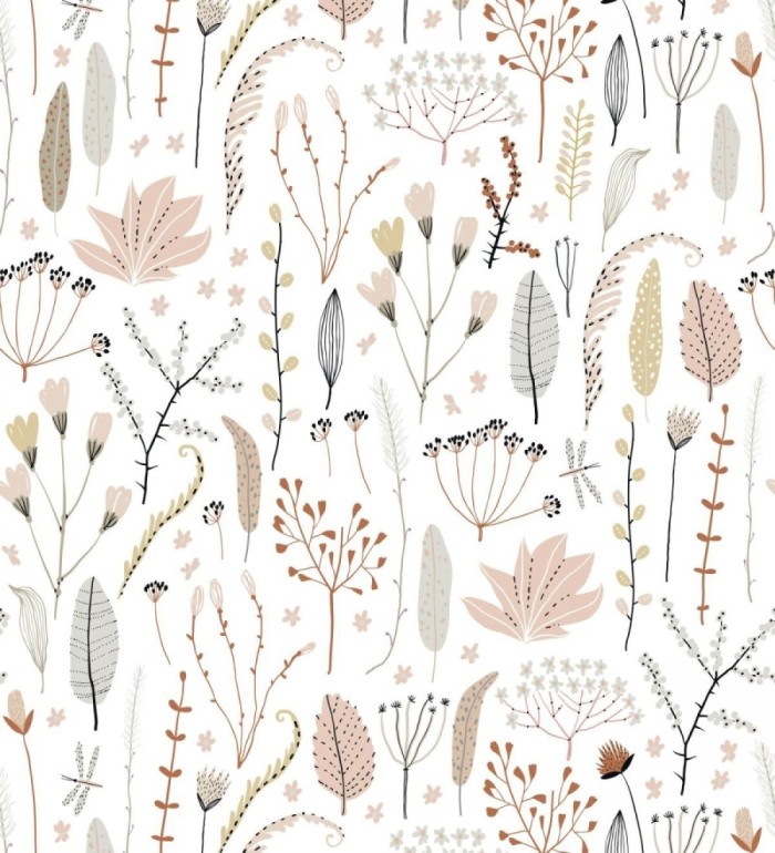 Papel pintado plumas y flores boho chic - Maya Breezy 684547