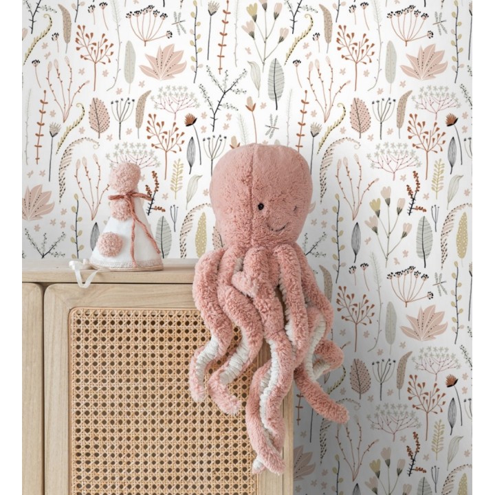 Papel pintado plumas y flores boho chic - Maya Breezy 684547