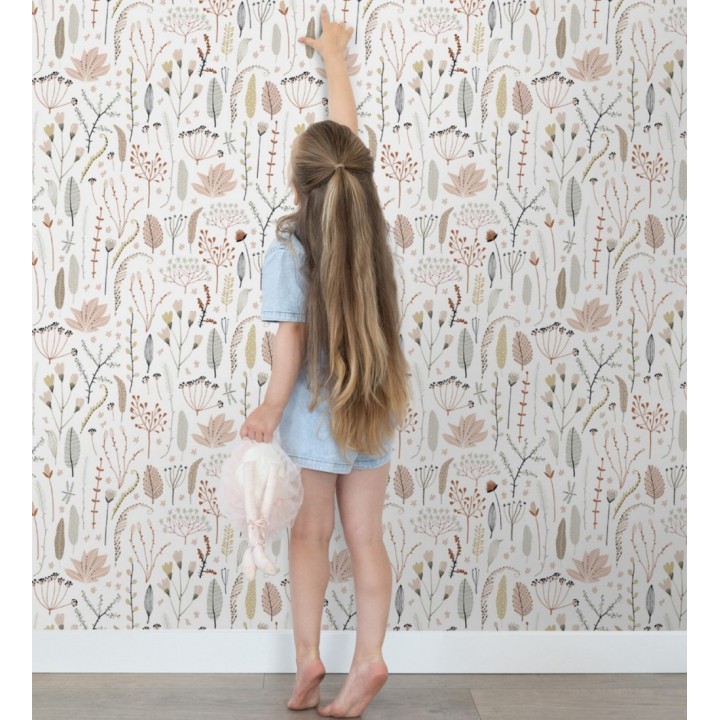 Papel pintado plumas y flores boho chic - Maya Breezy 684547