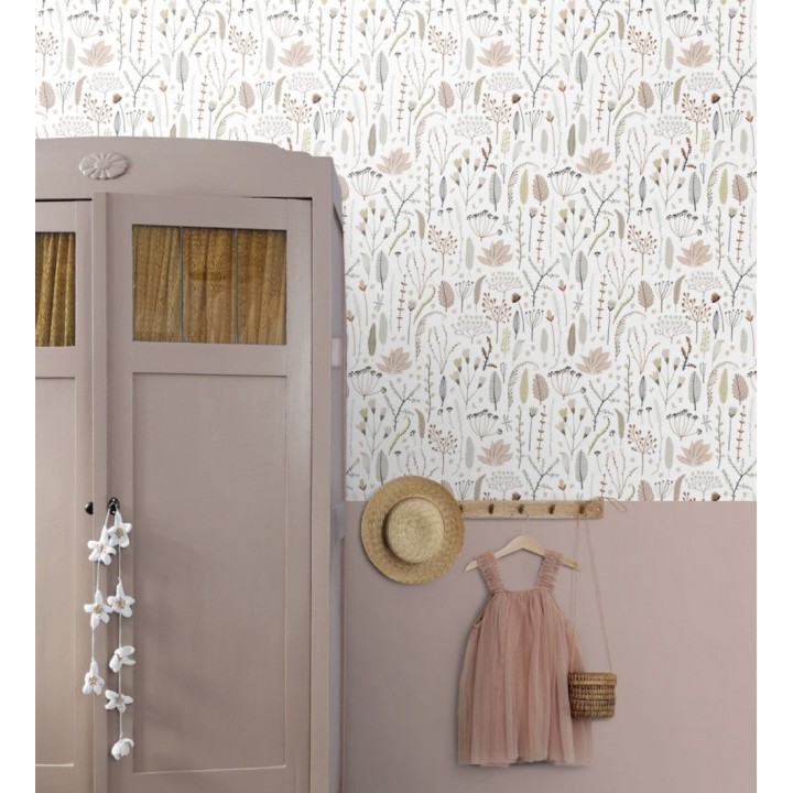 Papel pintado plumas y flores boho chic - Maya Breezy 684547