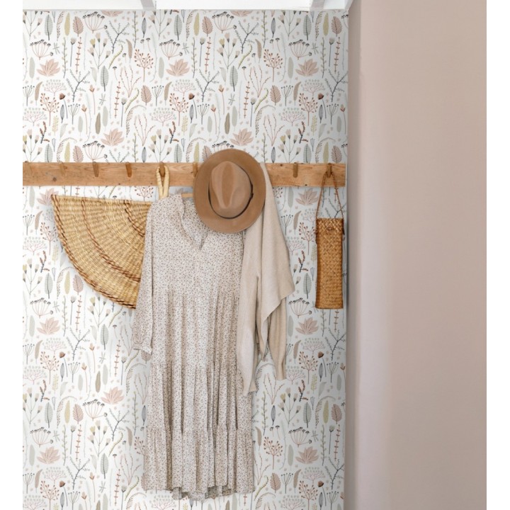 Papel pintado plumas y flores boho chic - Maya Breezy 684547