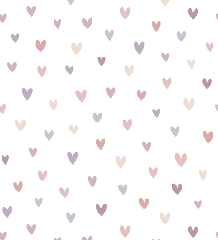 Papel pintado pequeños corazones rosa y malva - Valentin Sweet 684548