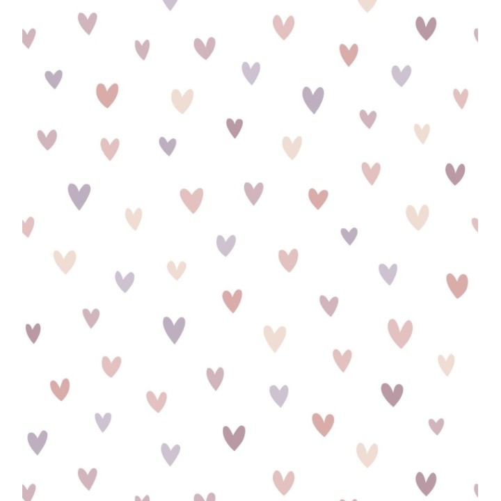 Papel pintado pequeños corazones rosa y malva - Valentin Sweet 684548