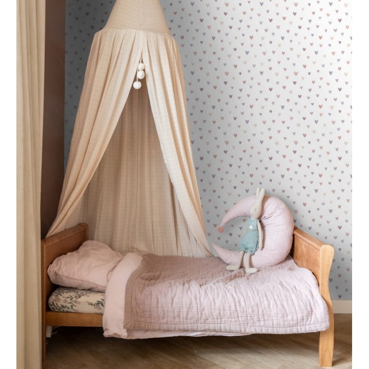 Papel pintado pequeños corazones rosa y malva - Valentin Sweet 684548