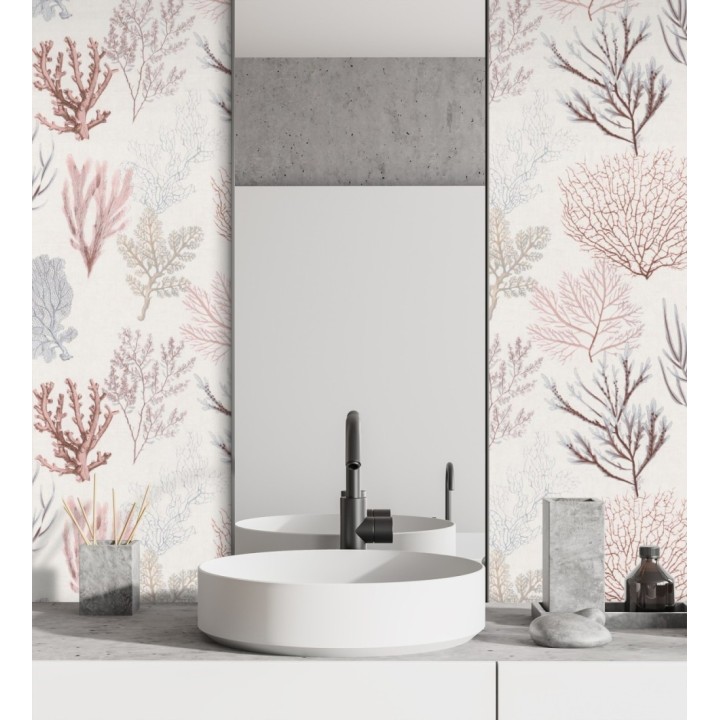 Papel pintado de corales marinos texturizado en tejido de fibras de lienzo - Baltic Forest 126562