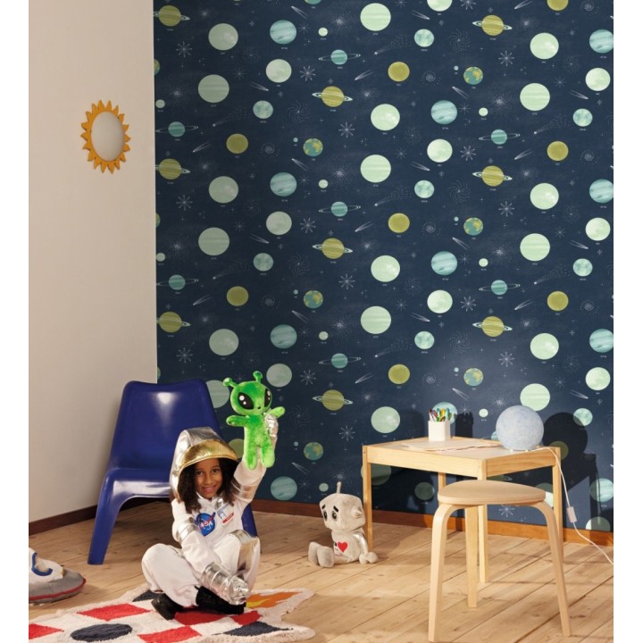 Papel pintado planetas sistema solar fondo azul noche - Juno Planetary 684551