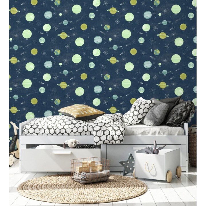 Papel pintado planetas sistema solar fondo azul noche - Juno Planetary 684551