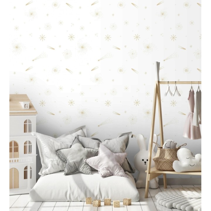 Papel pintado estrellas y galaxias fondo blanco - Parisian Stellar 684553