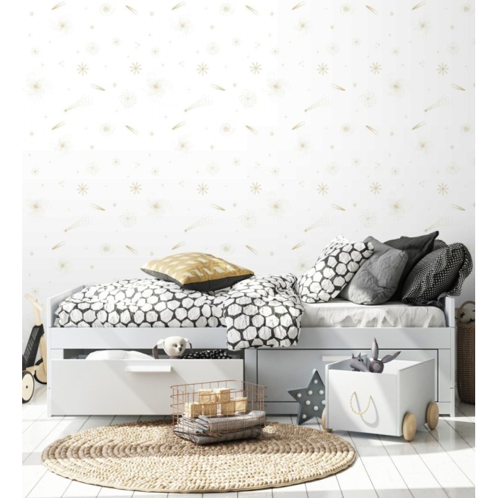 Papel pintado estrellas y galaxias fondo blanco - Parisian Stellar 684553