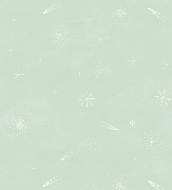 Papel pintado estrellas y galaxias fondo verde menta - Parisian Stellar 684555