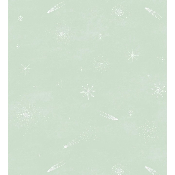Papel pintado estrellas y galaxias fondo verde menta - Parisian Stellar 684555