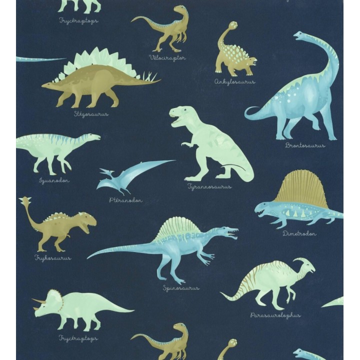 Papel pintado jurásico de dinosaurios fondo azul noche - Yukon Jurassic 684557