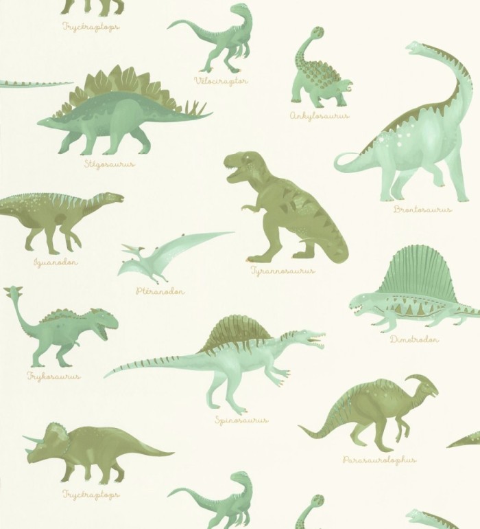 Papel pintado jurásico de dinosaurios fondo blanco - Yukon Jurassic 684559