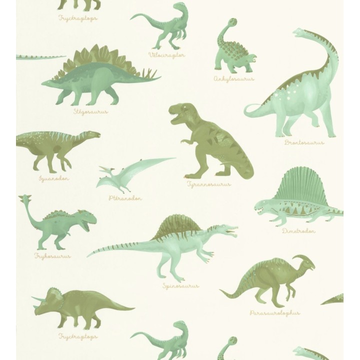 Papel pintado jurásico de dinosaurios fondo blanco - Yukon Jurassic 684559