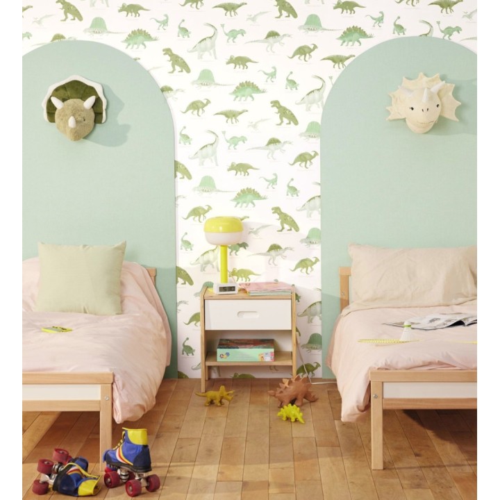 Papel pintado jurásico de dinosaurios fondo blanco - Yukon Jurassic 684559