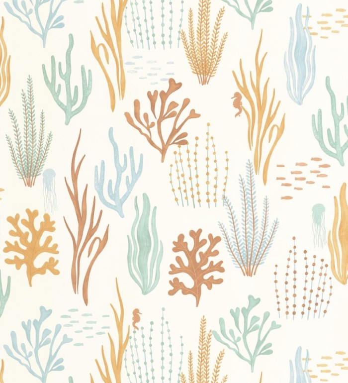 Papel pintado arrecife coralino tonos verdes y azules - Coraline Vivid 684570