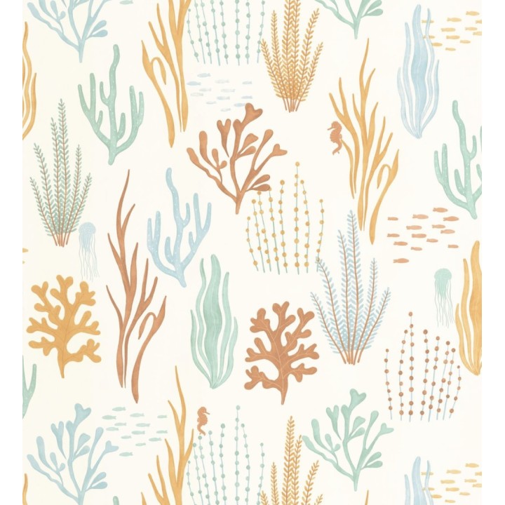 Papel pintado arrecife coralino tonos verdes y azules - Coraline Vivid 684570