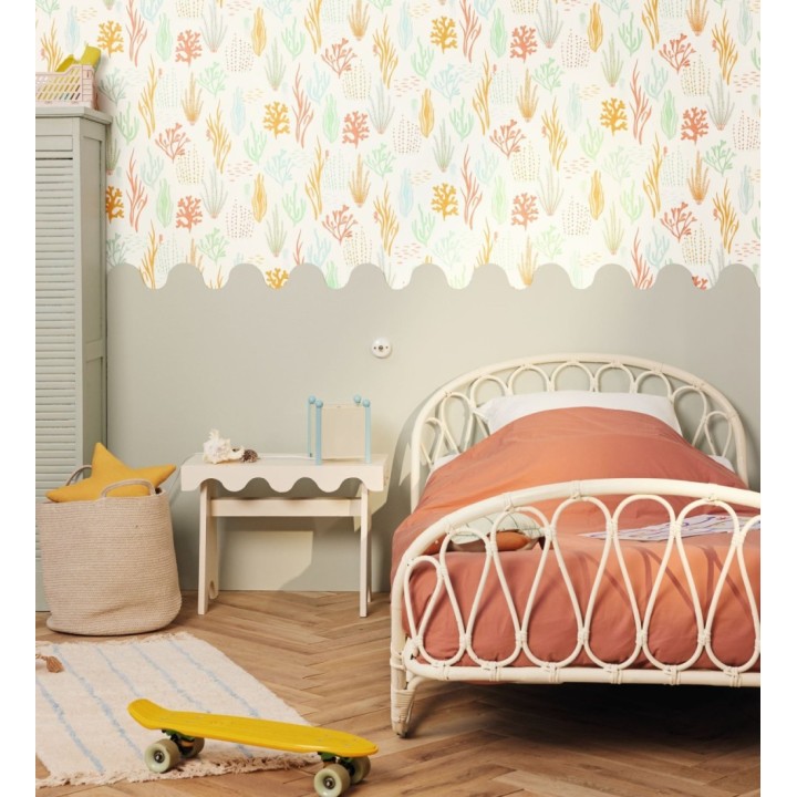 Papel pintado arrecife coralino tonos verdes y azules - Coraline Vivid 684570