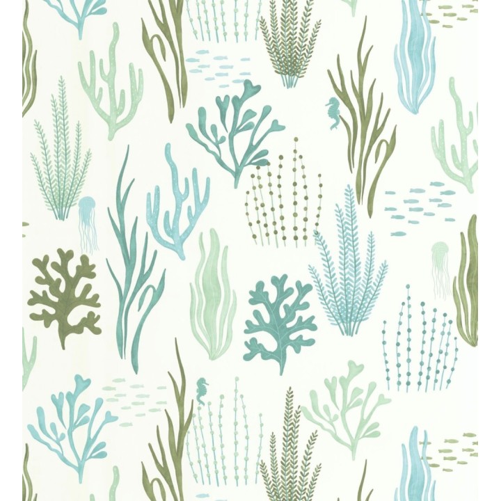 Papel pintado arrecife coralino tonos verdes y azules - Coraline Vivid 684571
