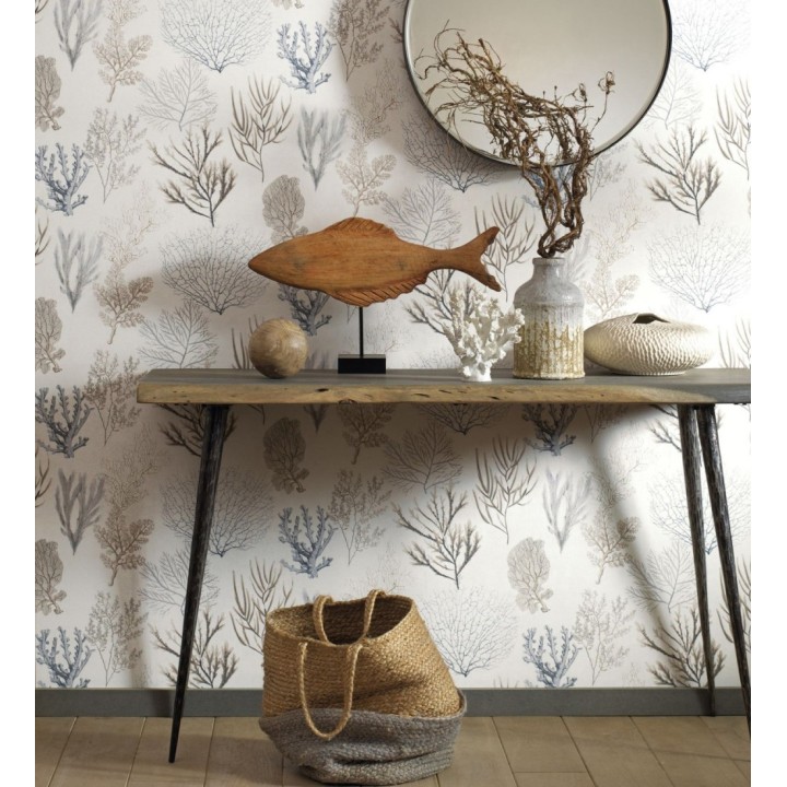 Papel pintado de corales marinos texturizado en tejido de fibras de lienzo - Baltic Forest 126563