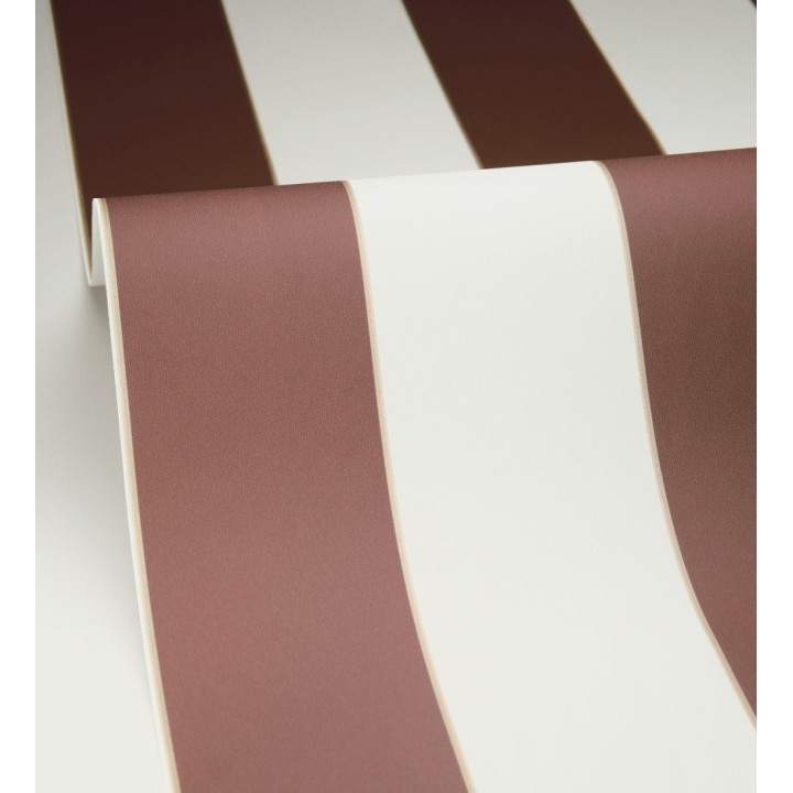 Papel pintado de rayas tonos burdeos con líneas finas doradas - Diana Stripes 684574