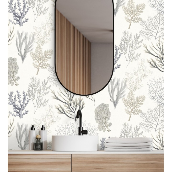 Papel pintado de corales marinos texturizado en tejido de fibras de lienzo - Baltic Forest 126563