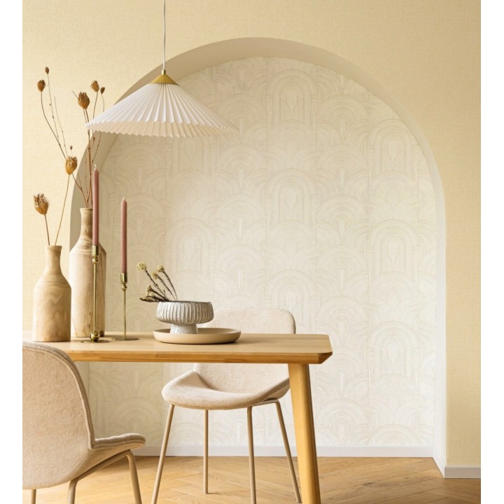 Papel pintado arcos art déco líneas doradas fondo blanco - Bombay Graphic 684577