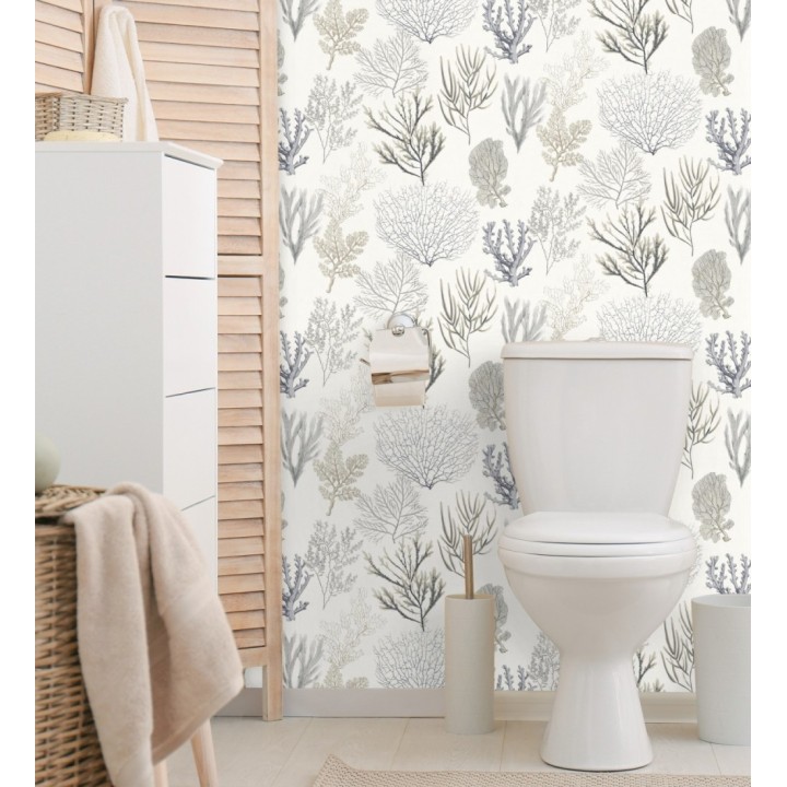 Papel pintado de corales marinos texturizado en tejido de fibras de lienzo - Baltic Forest 126563