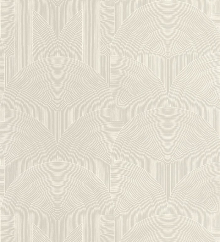 Papel pintado arcos art déco líneas blancas fondo beige neutro  - Bombay Graphic 684579