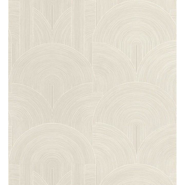 Papel pintado arcos art déco líneas blancas fondo beige neutro  - Bombay Graphic 684579