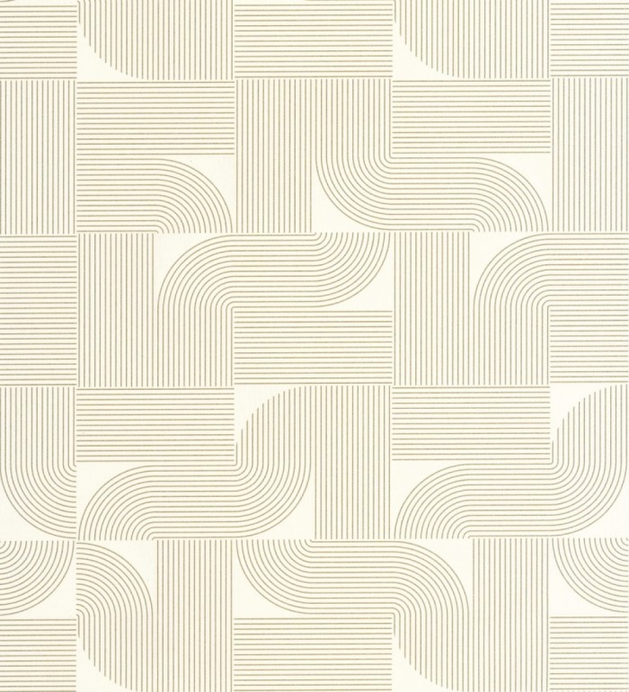 Papel pintado laberinto abstracto de líneas dorada fondo crema - Leipzig Technical 684581