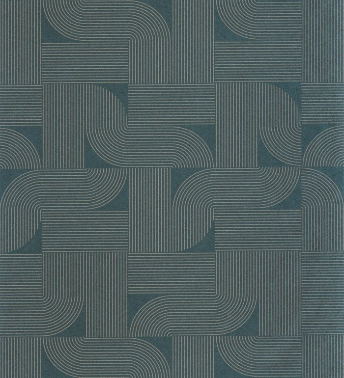 Papel pintado laberinto abstracto de líneas dorada fondo azul - Leipzig Technical 684582