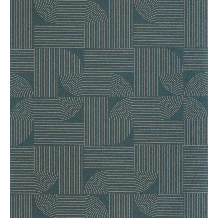 Papel pintado laberinto abstracto de líneas dorada fondo azul - Leipzig Technical 684582