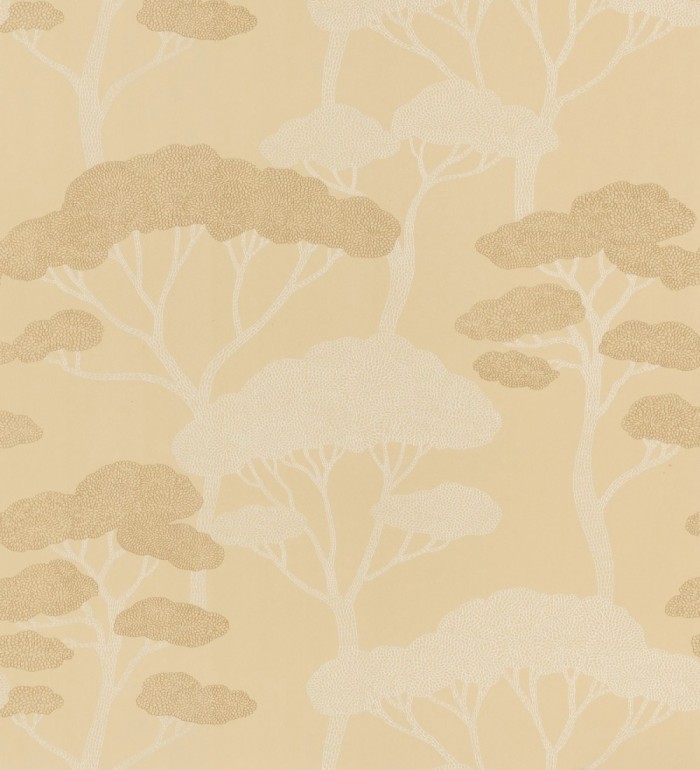 Papel pintado árboles zen minimalista tonos ocre y blanco - Shimane Bonsai 684586