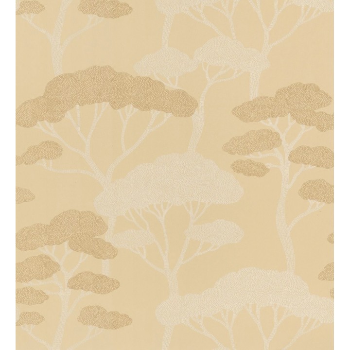 Papel pintado árboles zen minimalista tonos ocre y blanco - Shimane Bonsai 684586