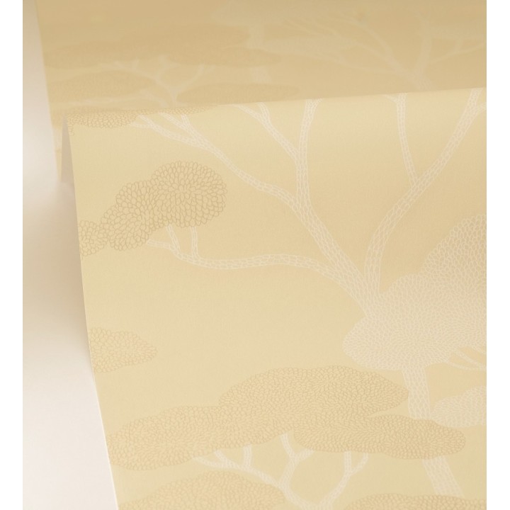 Papel pintado árboles zen minimalista tonos ocre y blanco - Shimane Bonsai 684586