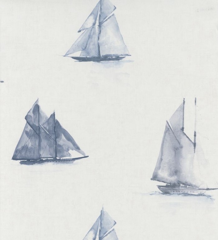 Papel pintado barcos de acuarela estilo náutico azul - Bristol Boats 126564